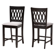 Baxton Studio Florencia Modern Grey Fabric and Espresso Brown Finished Wood 2-Piece Counter Stool Set